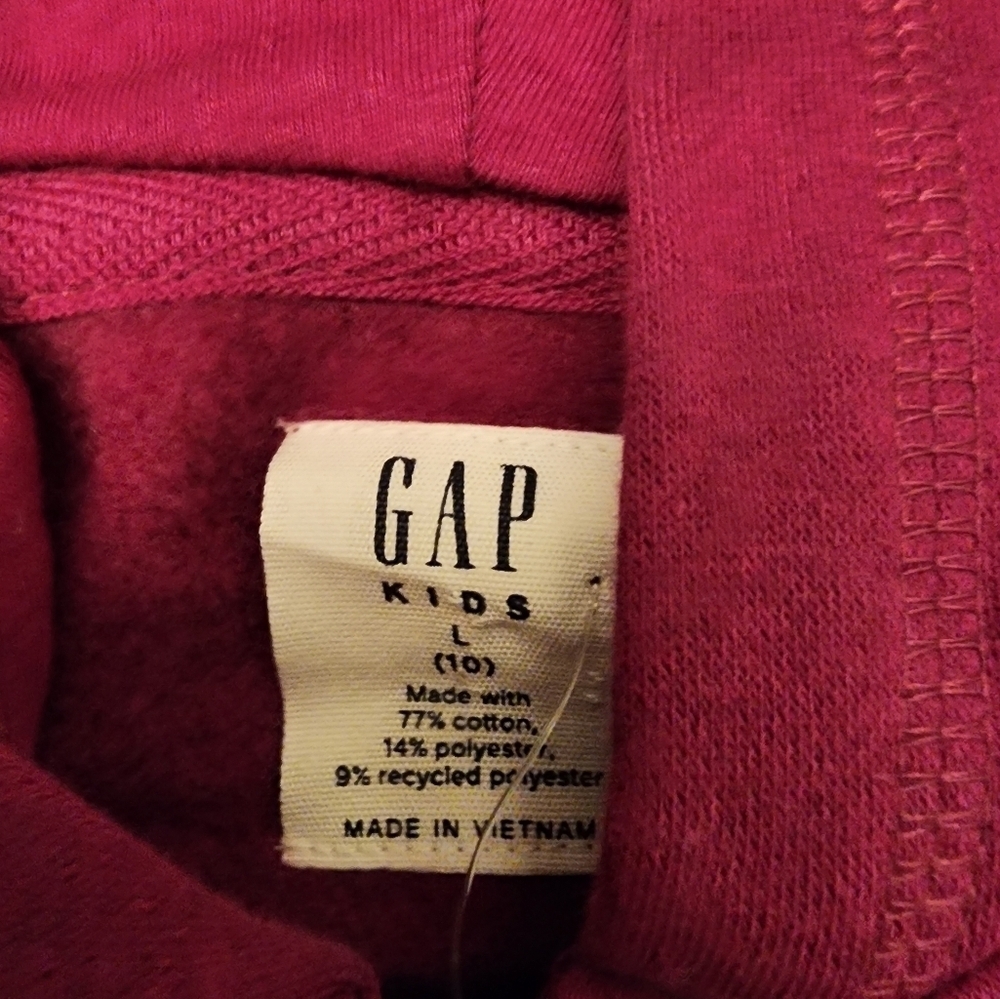 GAP Girls Pink Tie-Dyed Logo Zip Up Hoodie Sweatshirt Sz Large - Picture 4 of 5